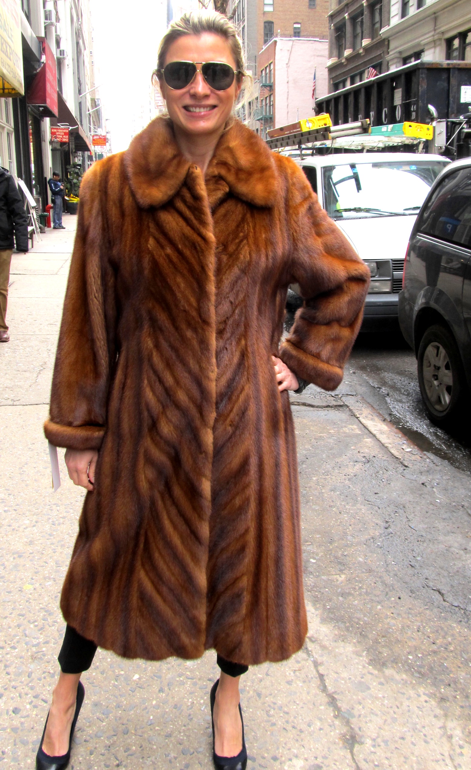 Just Reduced** Pre-Owned Cognac Dyed Female Mink Coat ( size: 8 ...