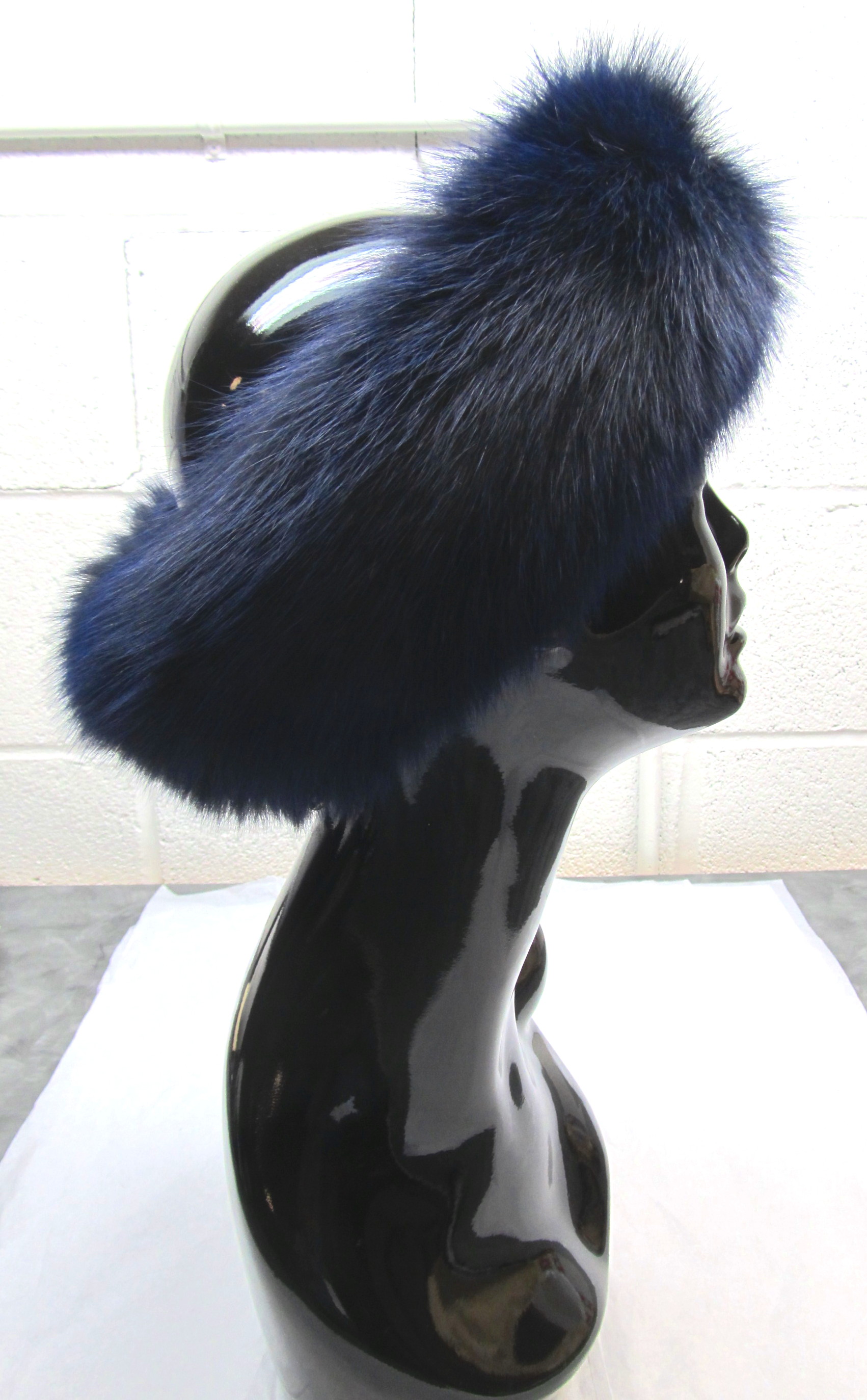 Navy Blue Dyed Fox Headband