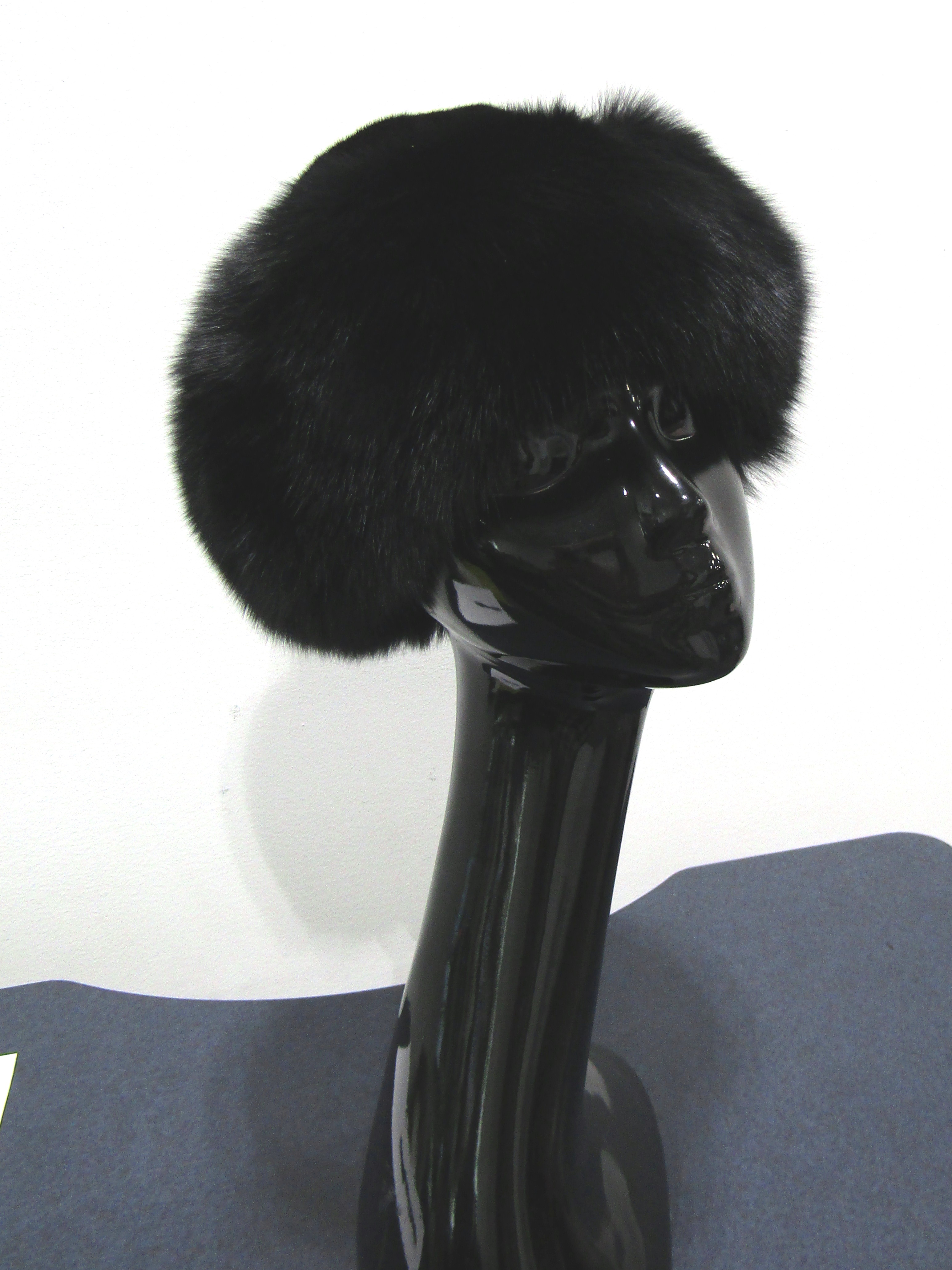 New Black Dyed Mink and Black Dyed Fox Cuff Hat