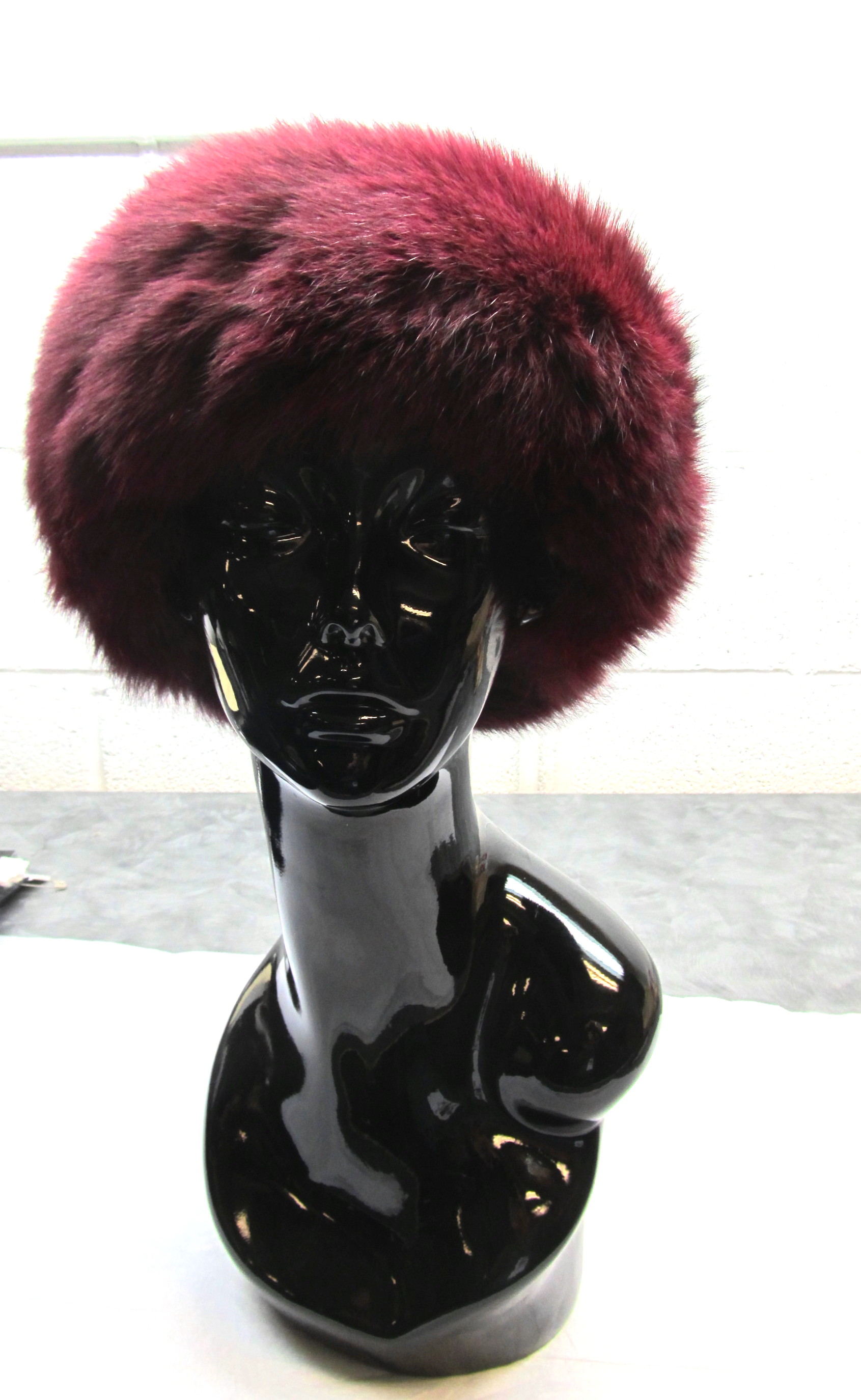 Burgundy Dyed Fox Headband