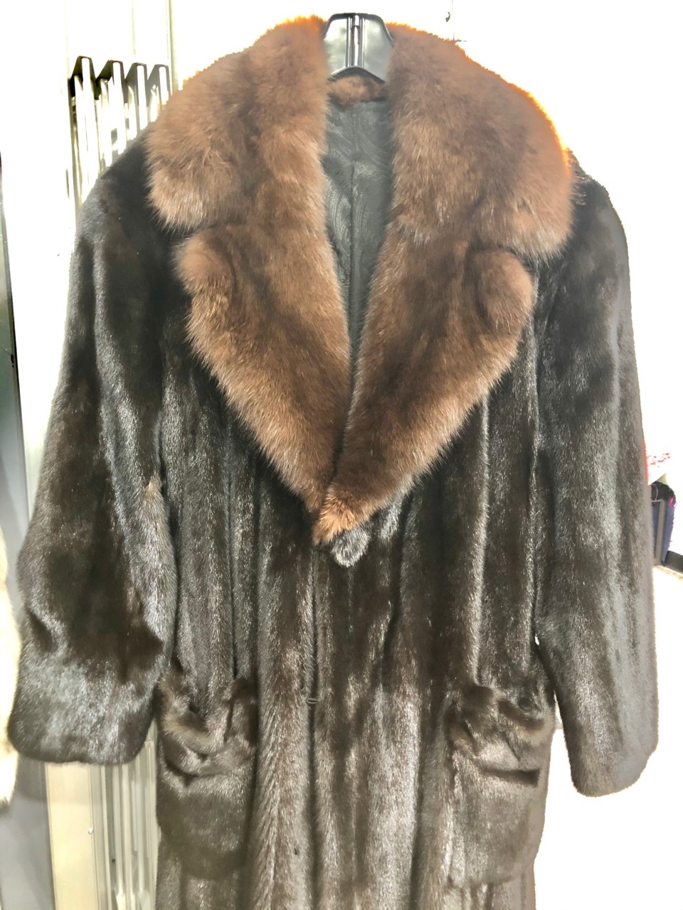 Coat Ranch Male Mink Fur with Shawl Collar, 2 Exterior Pockets - Made ...